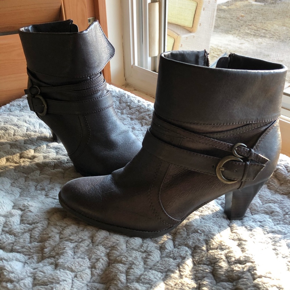 Cute brown leather booties